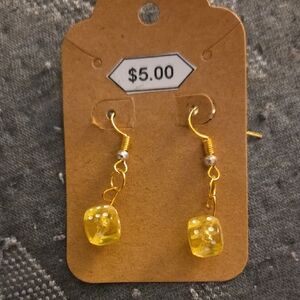 Yellow Dice Earrings